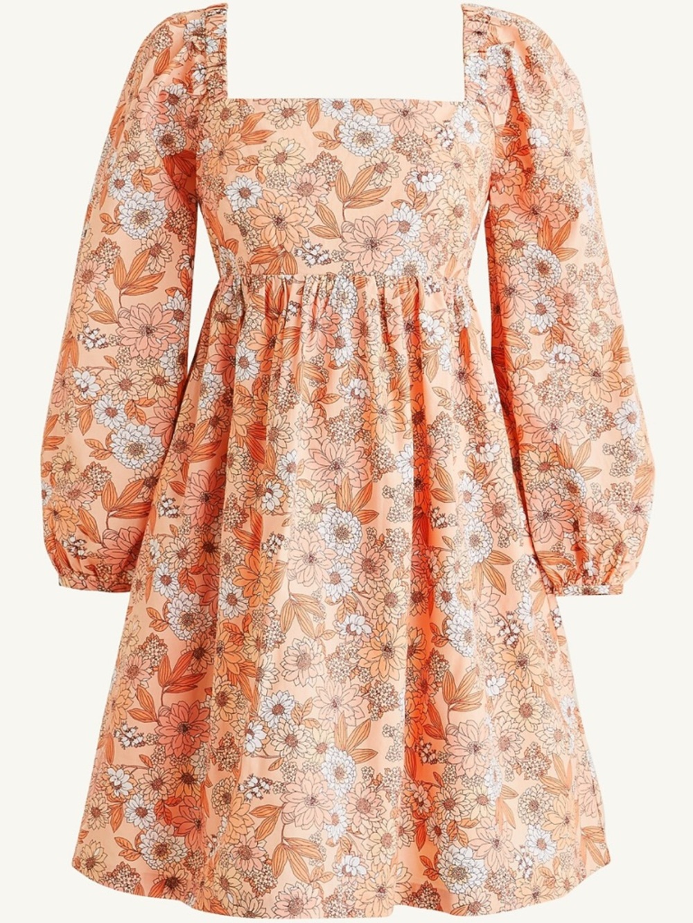 🆕 NWT J. Crew Square Neck Cotton Poplin Dress in Zinnia Floral